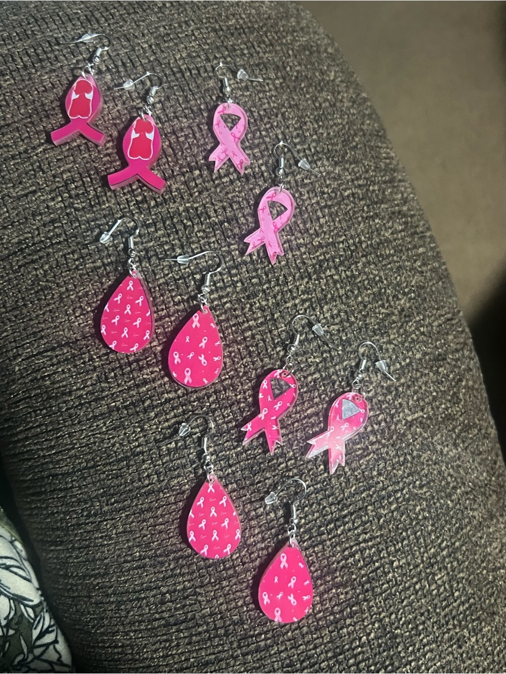 Pink Awareness Ribbon Kids Earrings - Supportive Breast Cancer Design D107